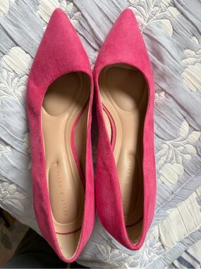 Kelly & Katie Pink Pointed-Toe Suede Flats